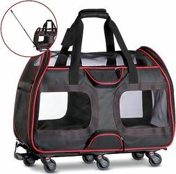 With Wheels For Small Dogs And Cats - Removable Fleece Bed, 