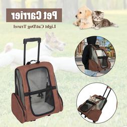 Dog Cat Rolling Backpack Travel Airline Crate Luggage Bag